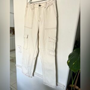 Pacsun 100% cotton cream high waisted cargo pants size M